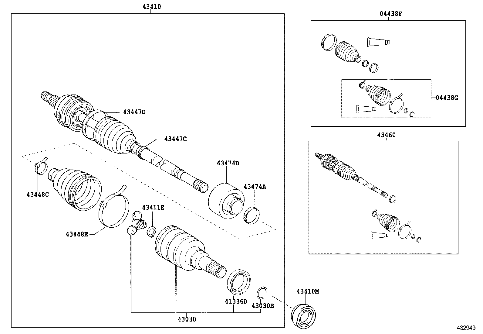 04438-52010 BOOT KIT, FRONT DRIVE SHAFT INBOARD JOINT, RH product image