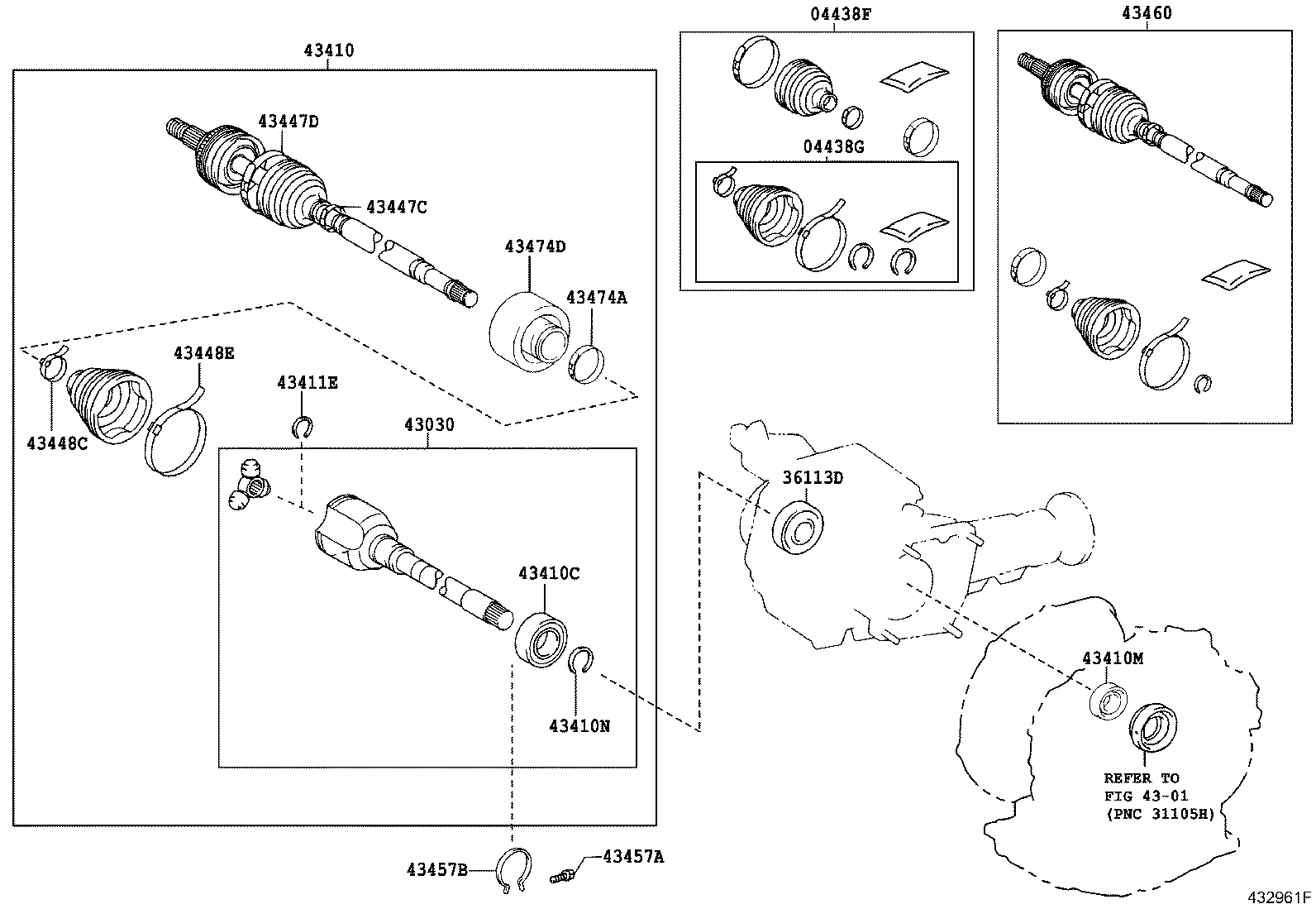 04428-52330 BOOT KIT, FRONT DRIVE SHAFT, IN & OUTBOARD, LH product image