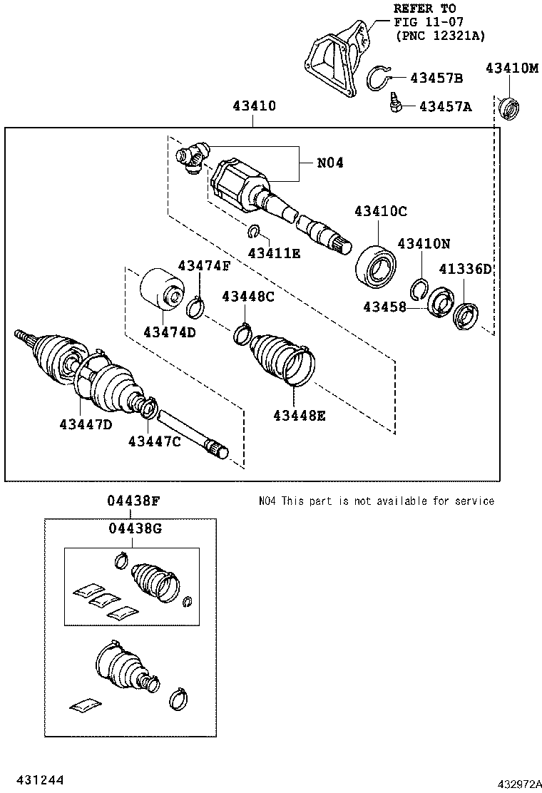 Toyota 43410-0W160 SHAFT ASSY, FRONT DRIVE, RH