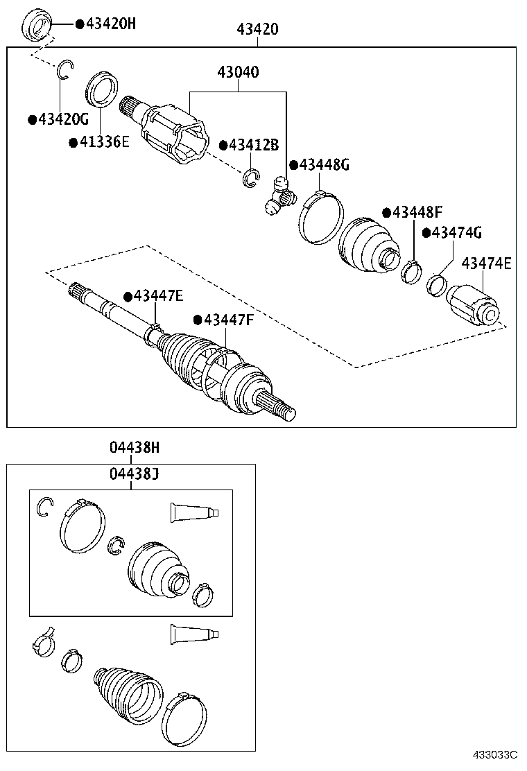04427-08121 BOOT KIT, FRONT DRIVE SHAFT, IN & OUTBOARD, RH product image