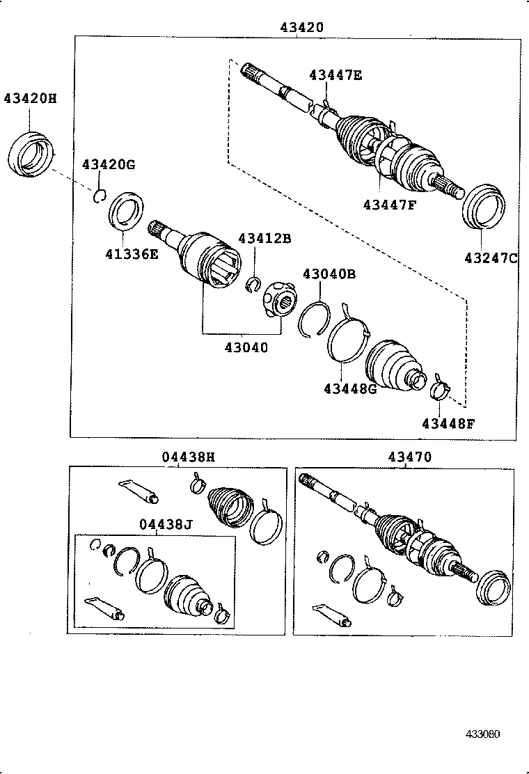 04438-42040 BOOT KIT, FRONT DRIVE SHAFT, IN & OUTBOARD, RH product image