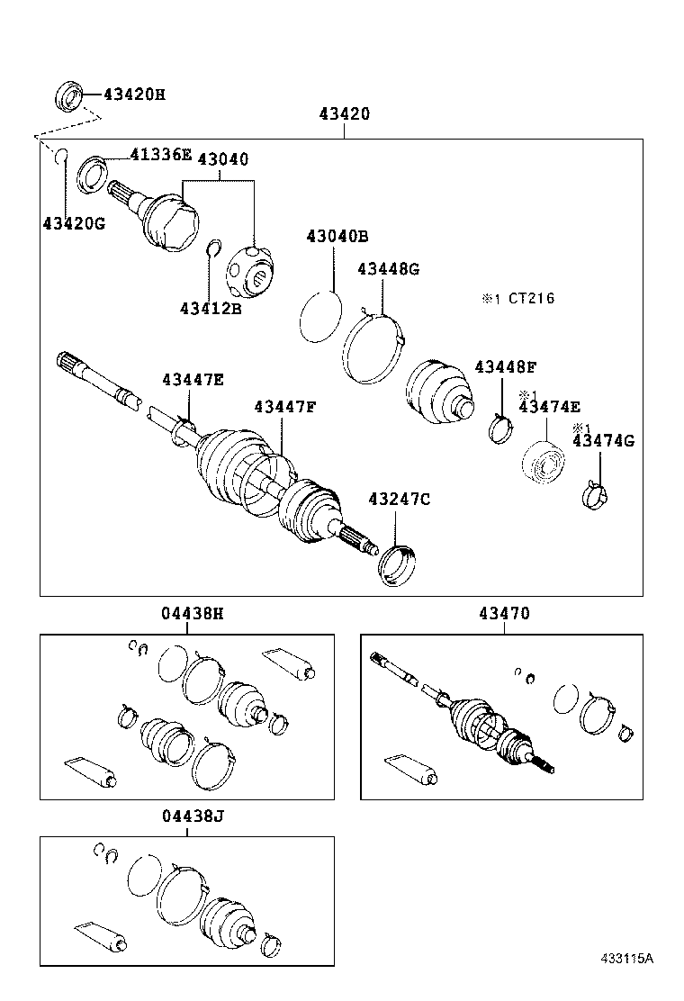 43470-29167 SHAFT ASSY, FRONT DRIVE OUTBOARD JOINT, RH product image