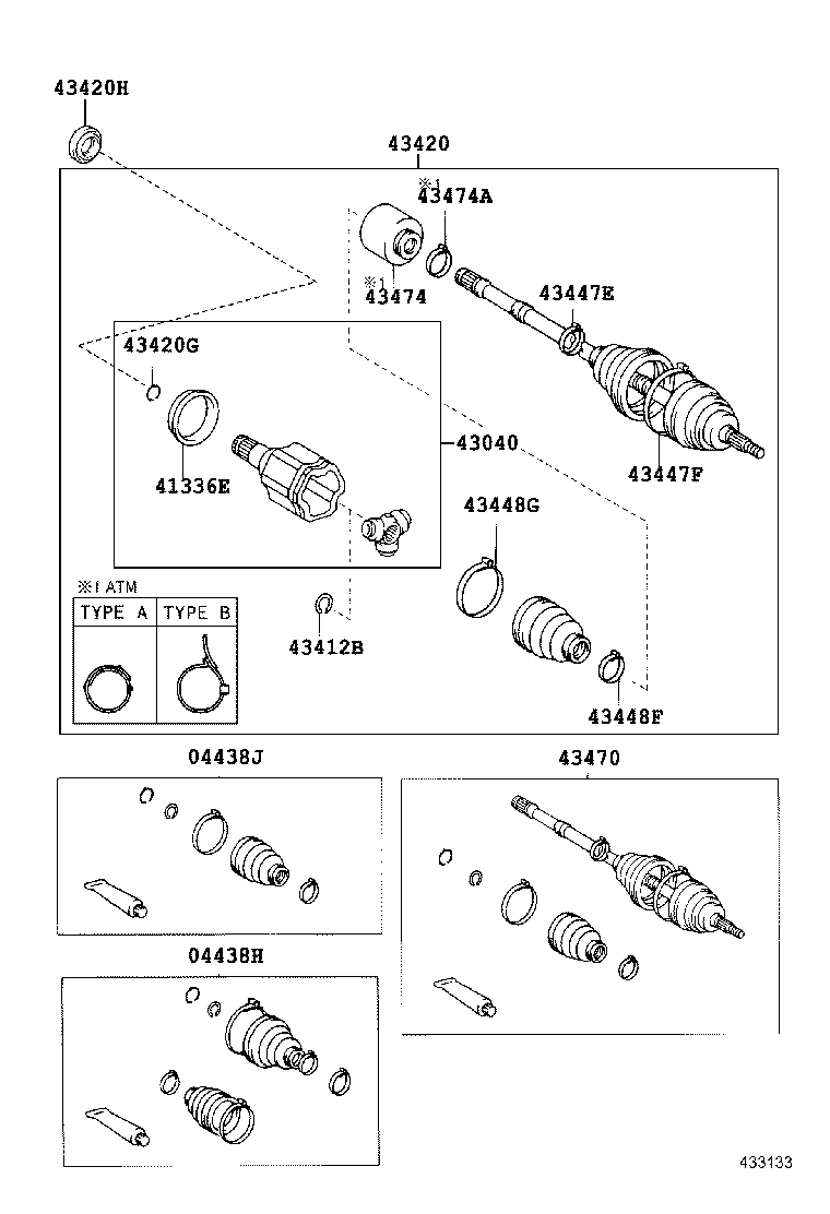 04438-42102 BOOT KIT, FRONT DRIVE SHAFT, IN & OUTBOARD, RH product image