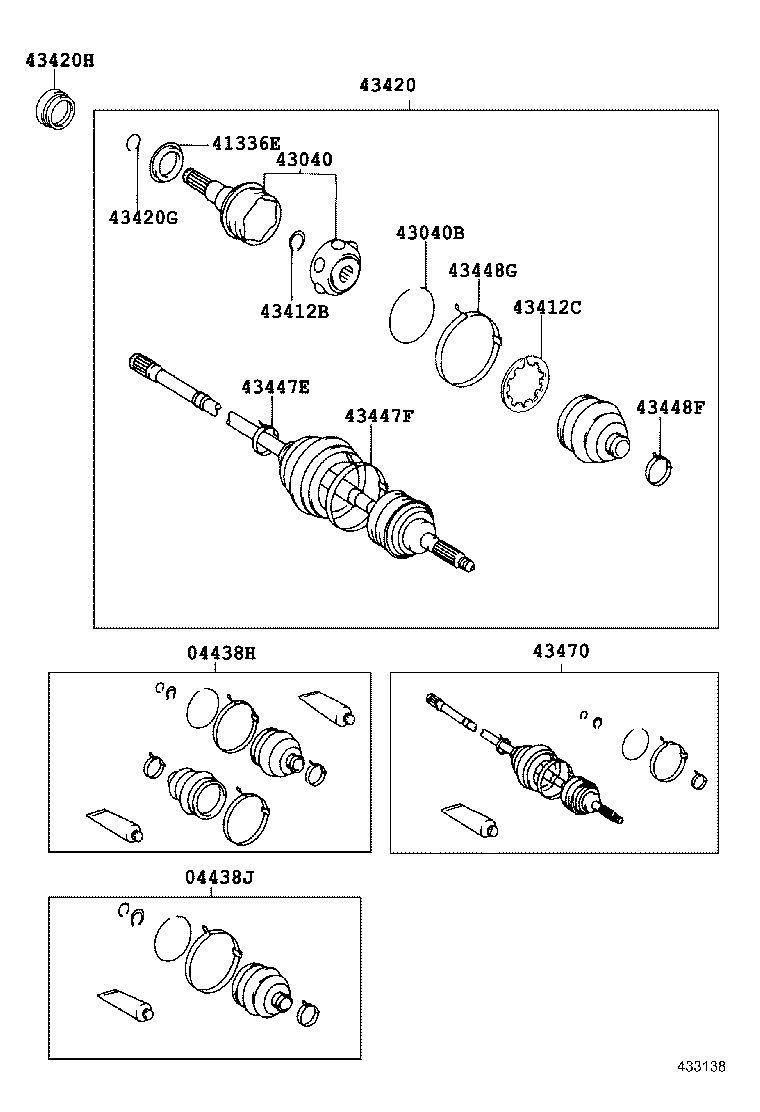 04428-12250 BOOT KIT, FRONT DRIVE SHAFT, IN & OUTBOARD, RH product image