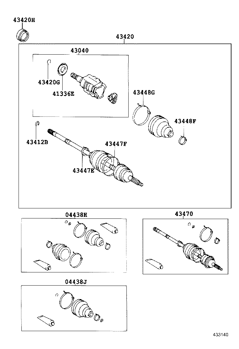 04428-12250 BOOT KIT, FRONT DRIVE SHAFT, IN & OUTBOARD, RH product image