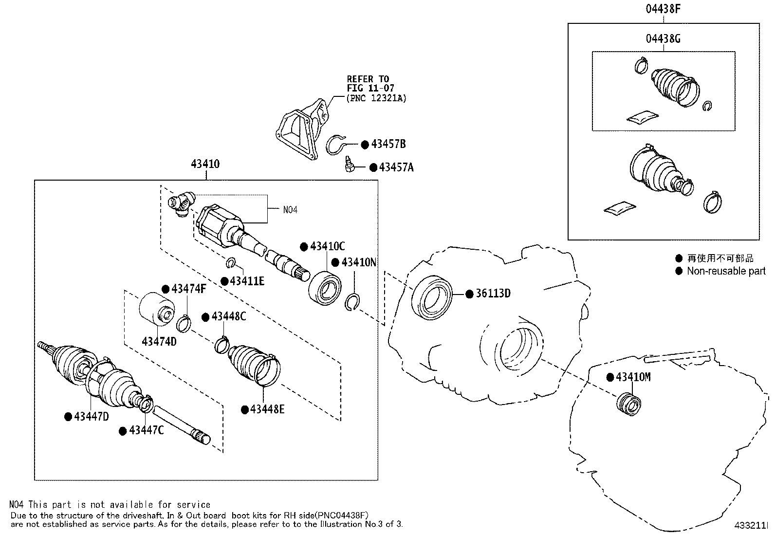 04427-48170 BOOT KIT, FRONT DRIVE SHAFT, IN & OUTBOARD, RH product image