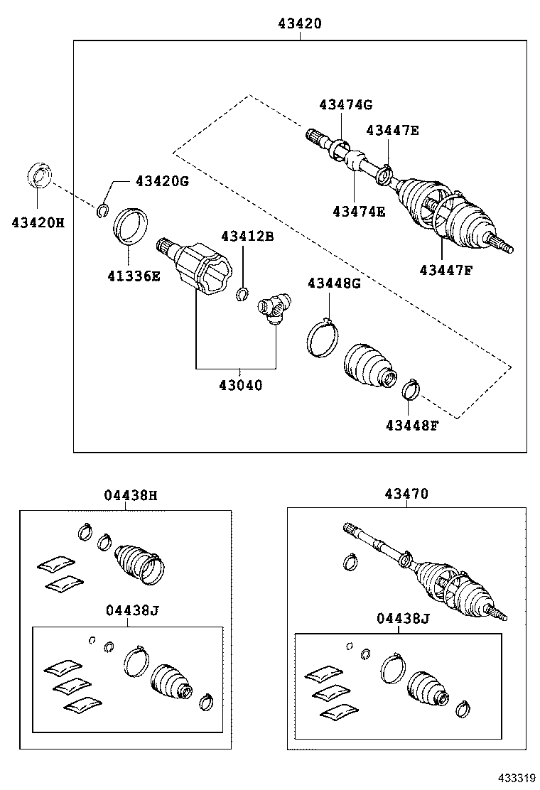 04428-58030 BOOT KIT, FRONT DRIVE SHAFT, IN & OUTBOARD, RH product image