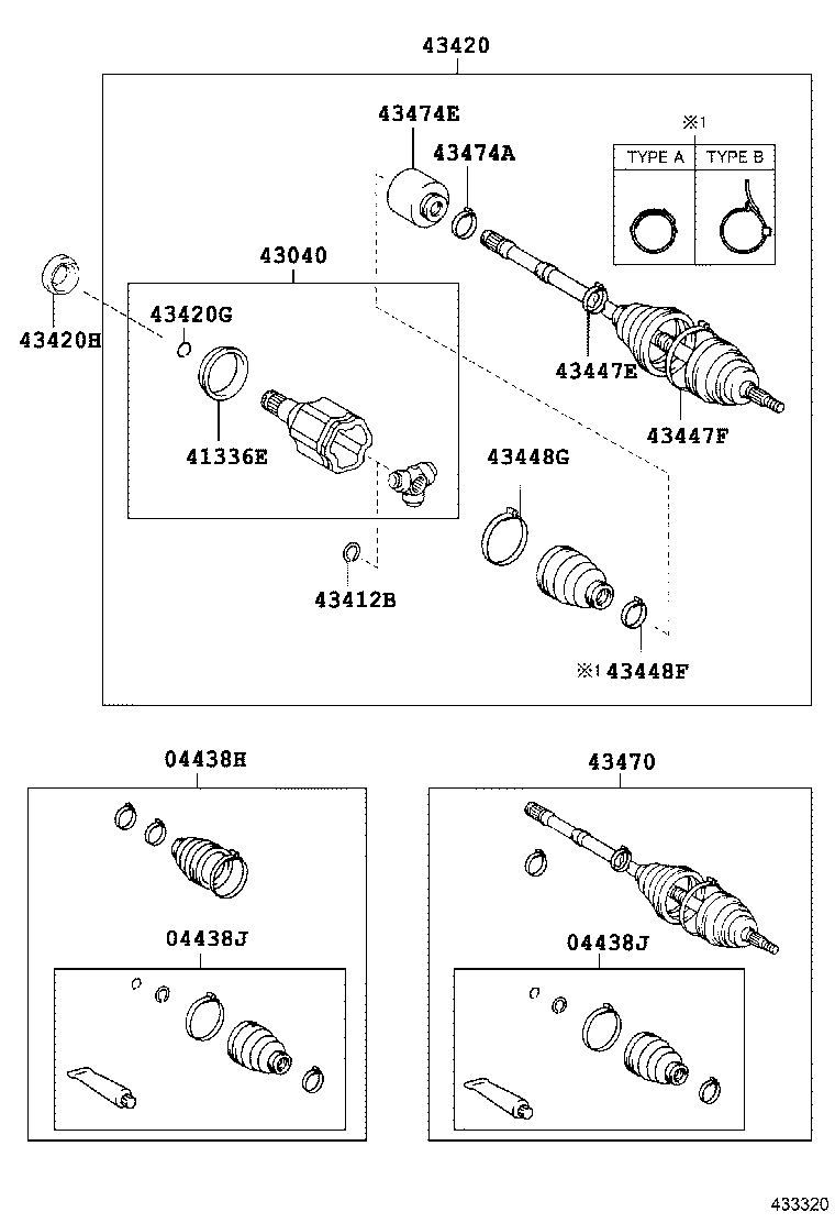 04428-58030 BOOT KIT, FRONT DRIVE SHAFT, IN & OUTBOARD, RH product image