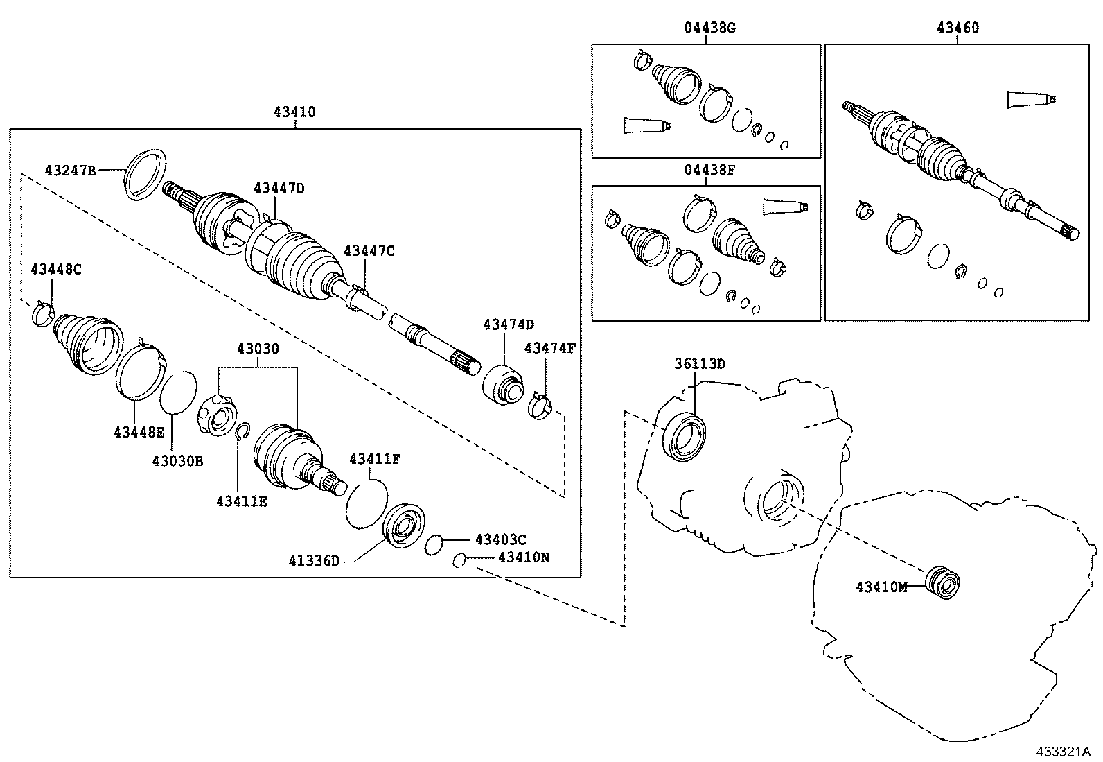 04438-21020 BOOT KIT, FRONT DRIVE SHAFT, IN & OUTBOARD, RH product image