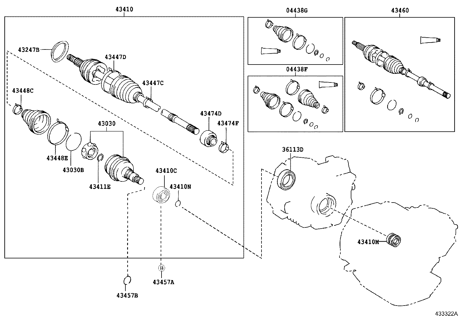 04438-21020 BOOT KIT, FRONT DRIVE SHAFT, IN & OUTBOARD, RH product image