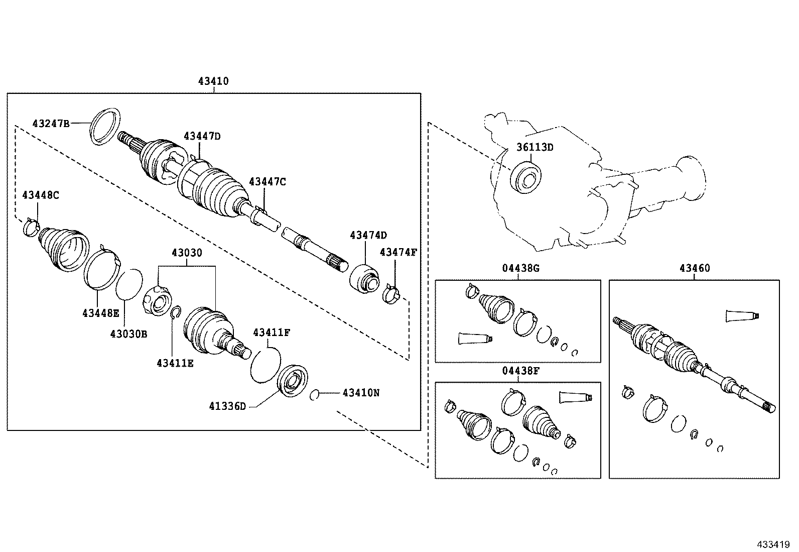 04438-21020 BOOT KIT, FRONT DRIVE SHAFT, IN & OUTBOARD, RH product image