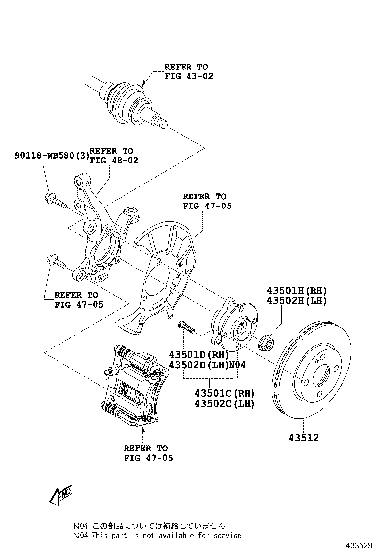 43502-WB003 HUB SUB-ASSY, FRONT AXLE, RH product image