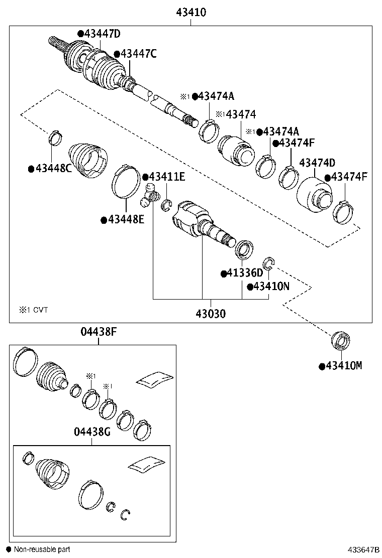04427-0D412 BOOT KIT, FRONT DRIVE SHAFT, IN & OUTBOARD, RH product image