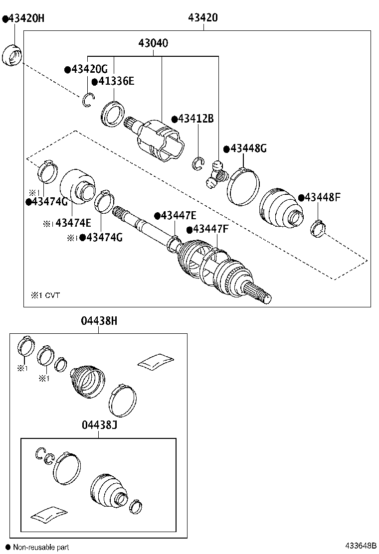 04427-0D412 BOOT KIT, FRONT DRIVE SHAFT, IN & OUTBOARD, RH product image