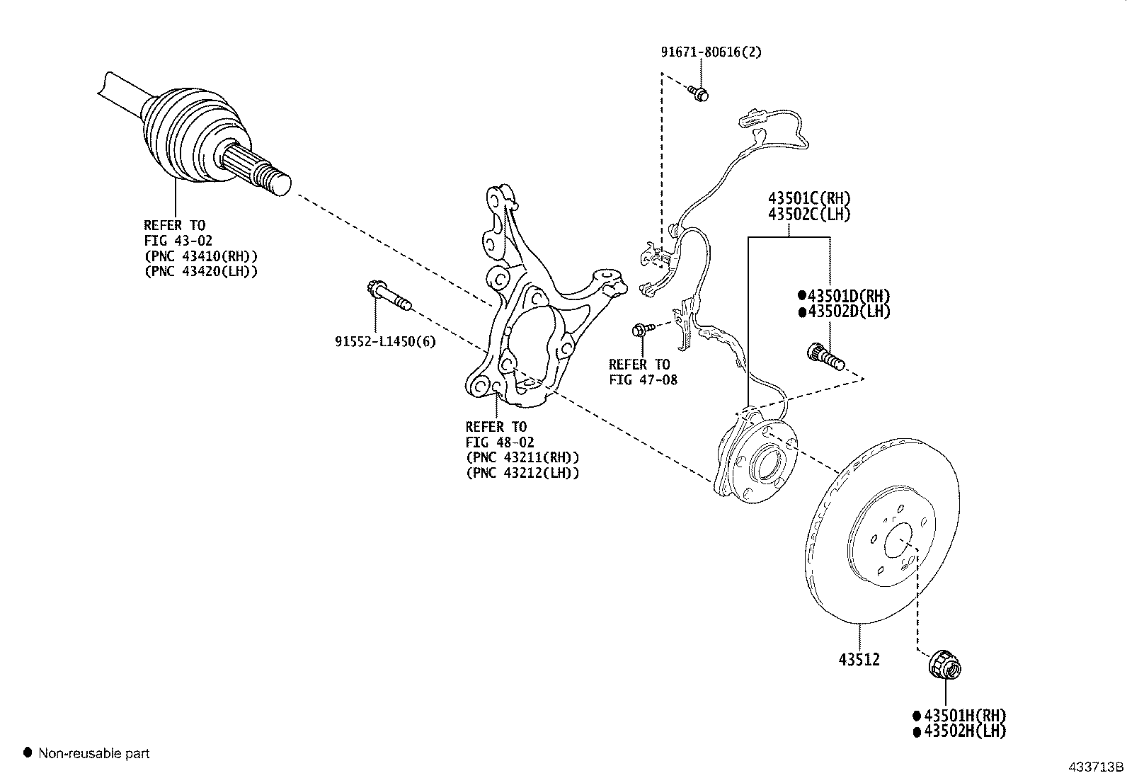 43560-0D020 HUB SUB-ASSY, FRONT AXLE, LH product image
