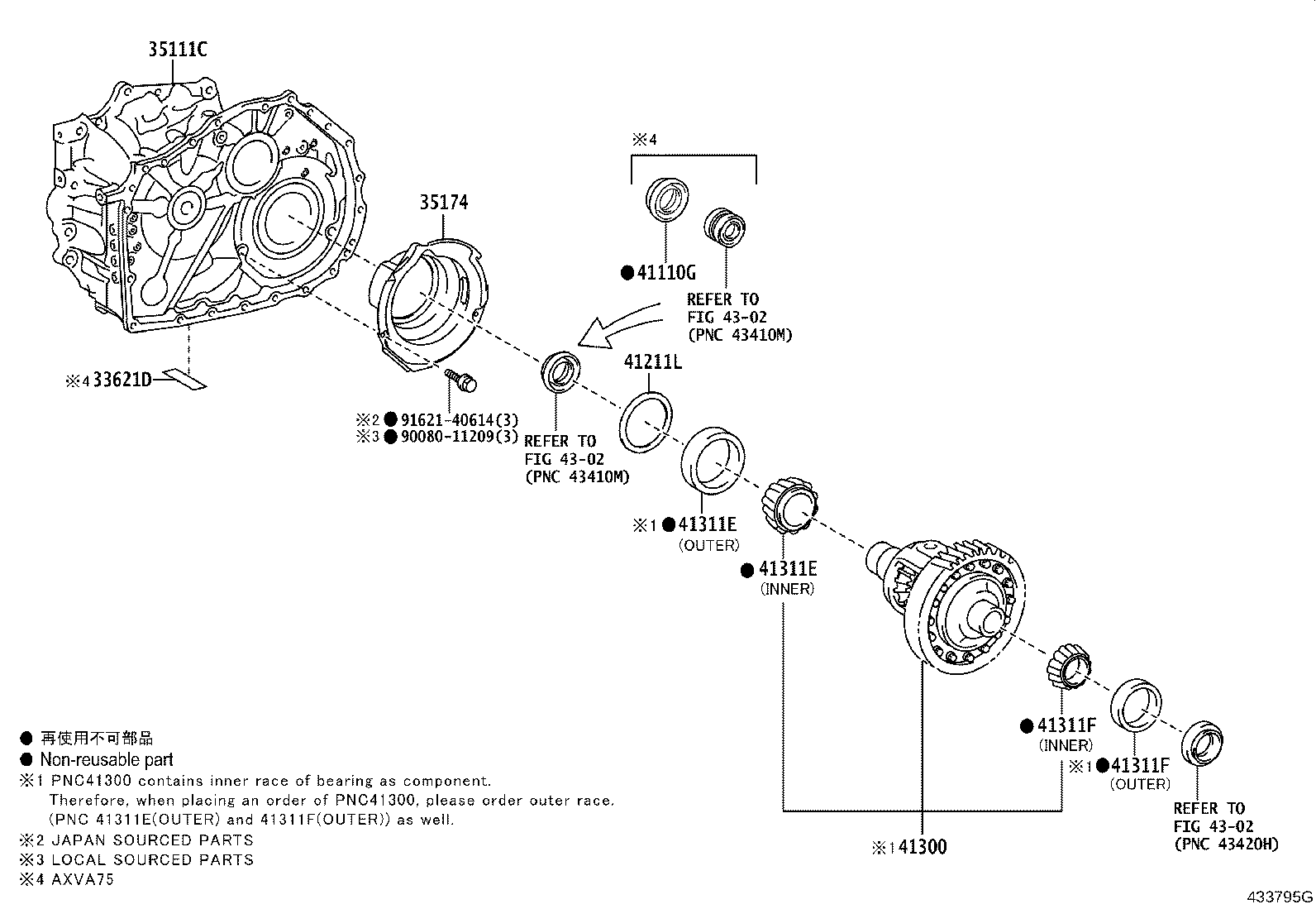 Toyota 90366-A0060 BEARING, TAPERED ROLLER (FOR FRONT DIFFERENTIAL CASE REAR)