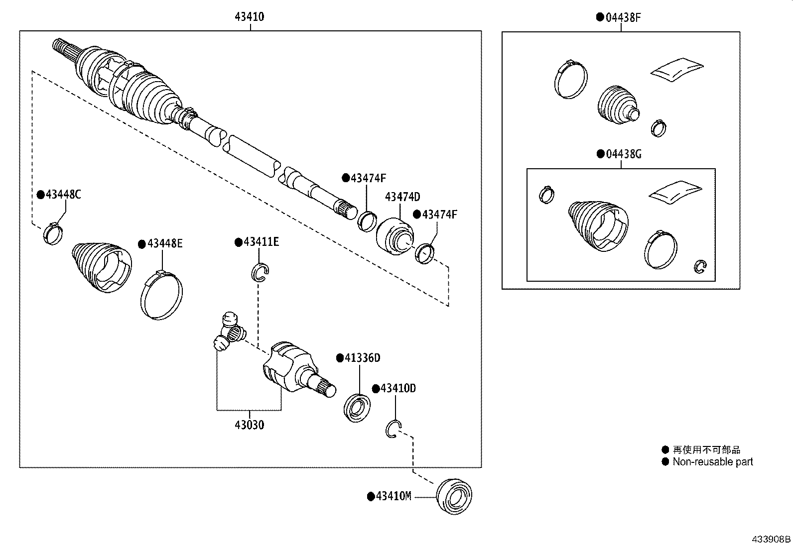 04428-F4030 BOOT KIT, FRONT DRIVE SHAFT, IN & OUTBOARD, LH product image