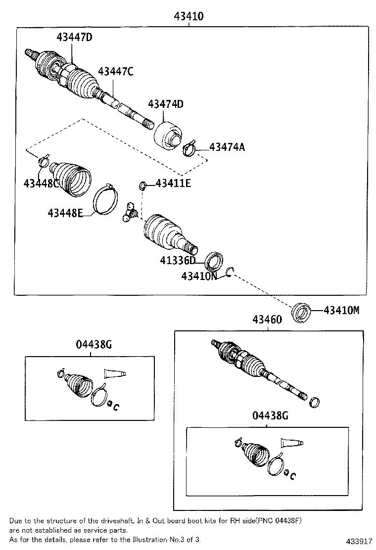 04427-68040 BOOT KIT, FRONT DRIVE SHAFT, IN & OUTBOARD, RH product image