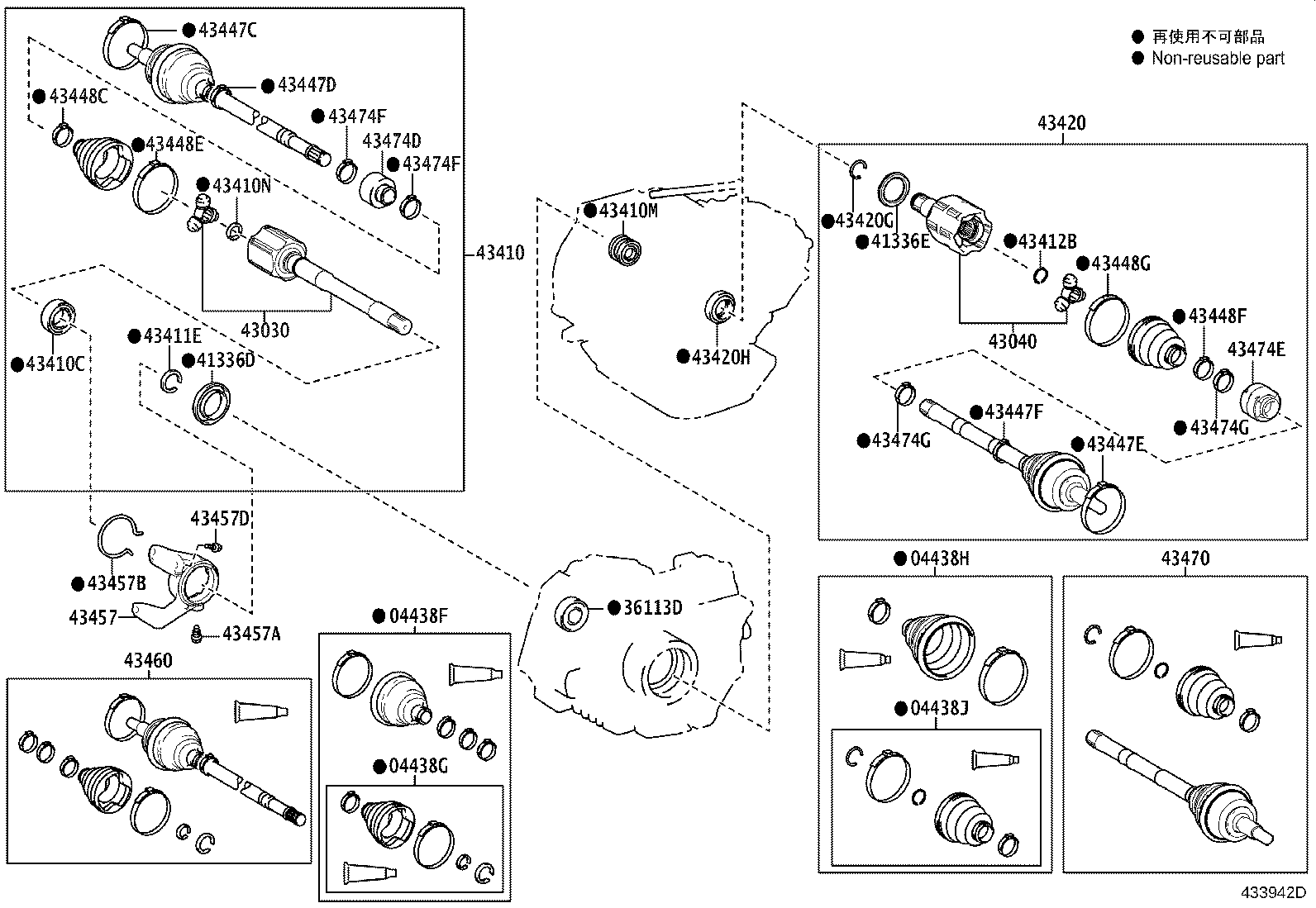 04427-58072 BOOT KIT, FRONT DRIVE SHAFT, IN & OUTBOARD, RH product image