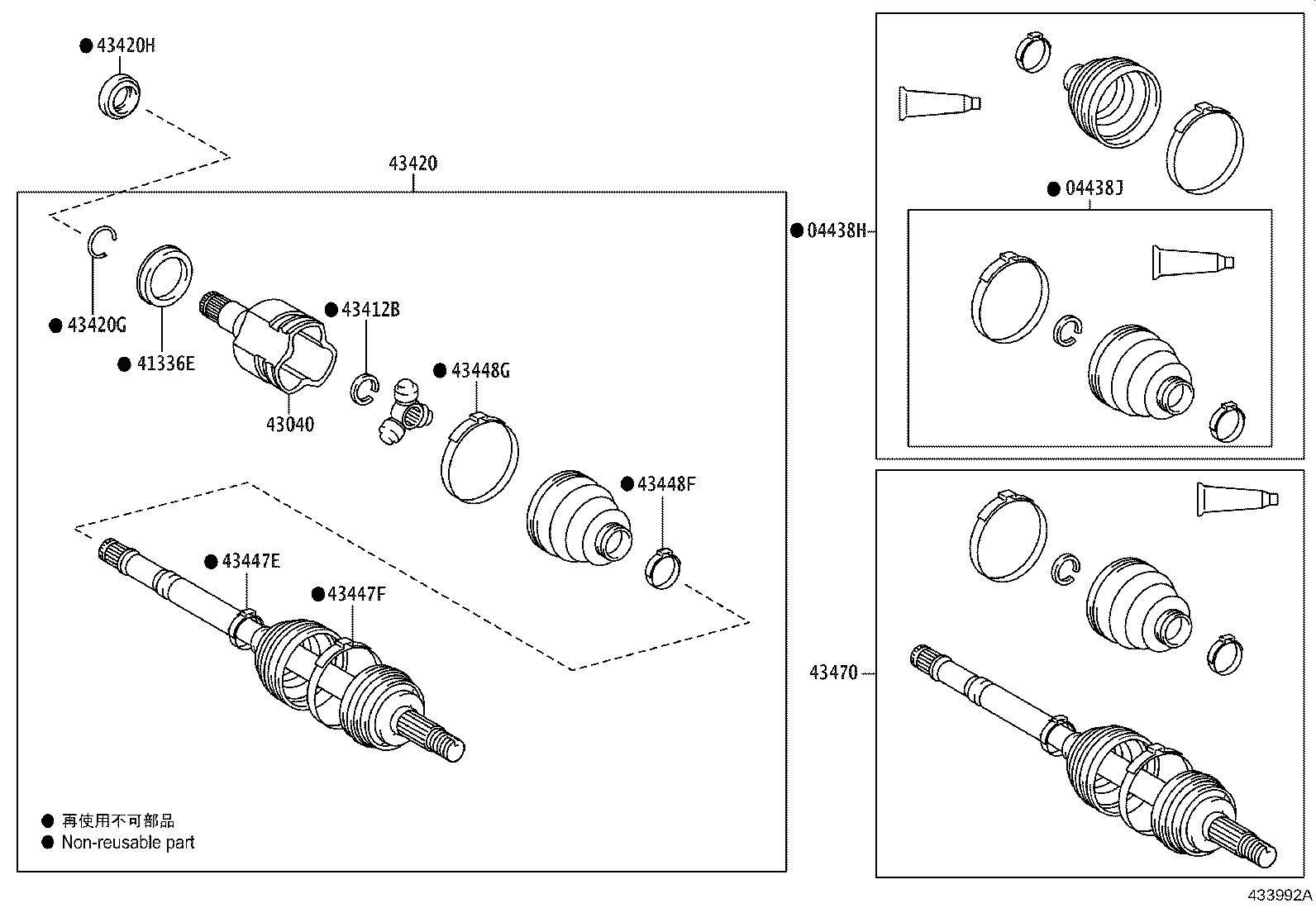 04427-30110 BOOT KIT, FRONT DRIVE SHAFT, IN & OUTBOARD, RH product image
