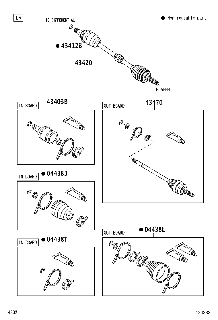 04438-BZ080 BOOT KIT, FRONT DRIVE SHAFT INBOARD JOINT, LH product image