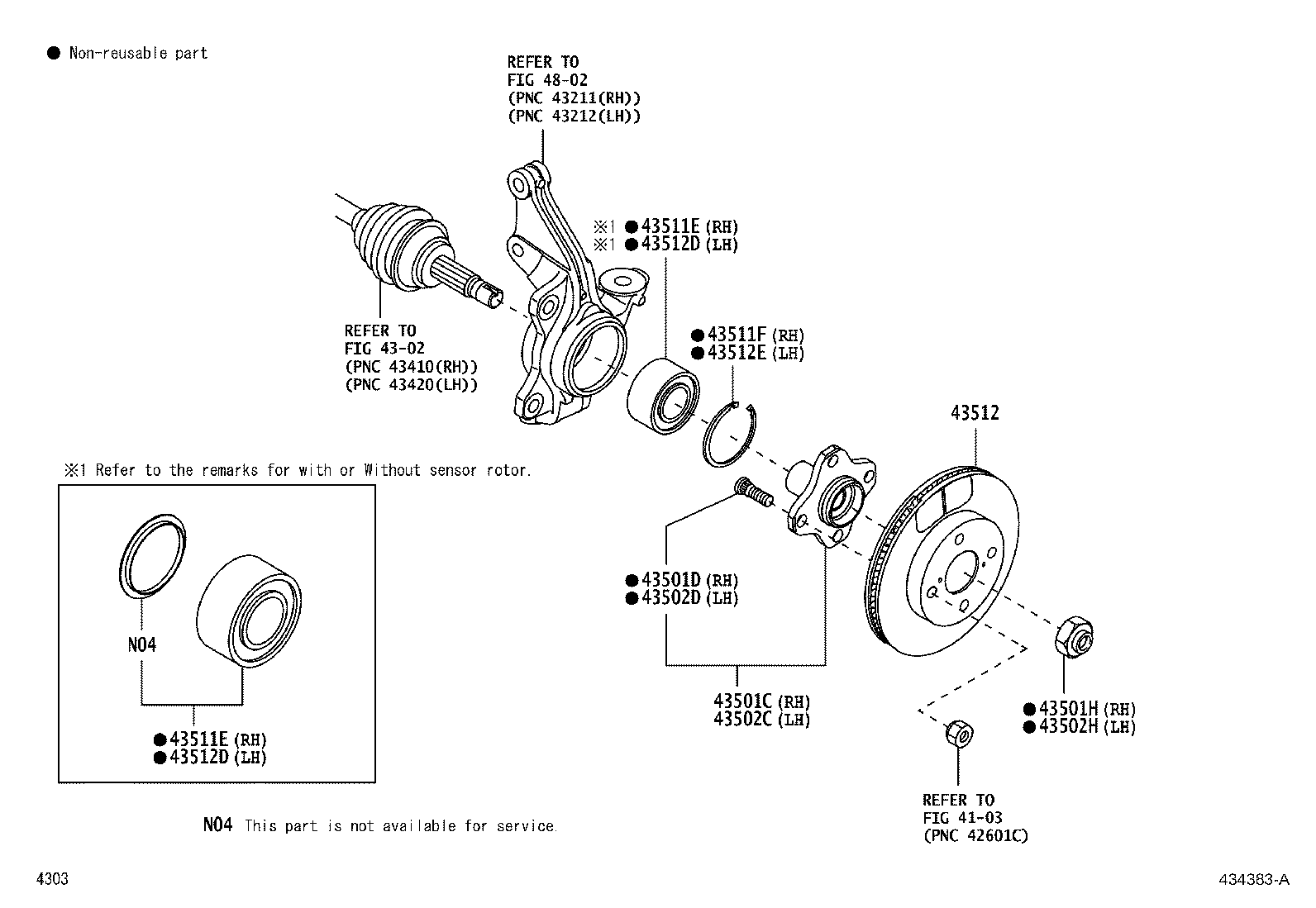 43560-BZ060 BEARING (FOR FRONT AXLE HUB RH) product image