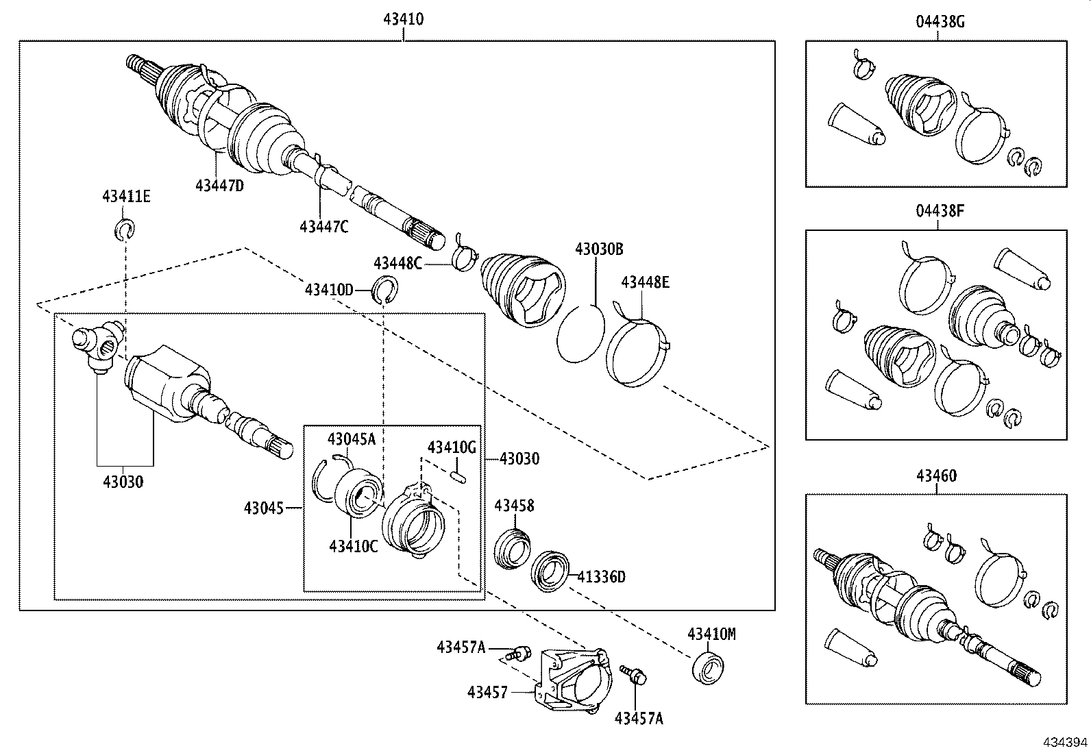 04428-12250 BOOT KIT, FRONT DRIVE SHAFT, IN & OUTBOARD, RH product image