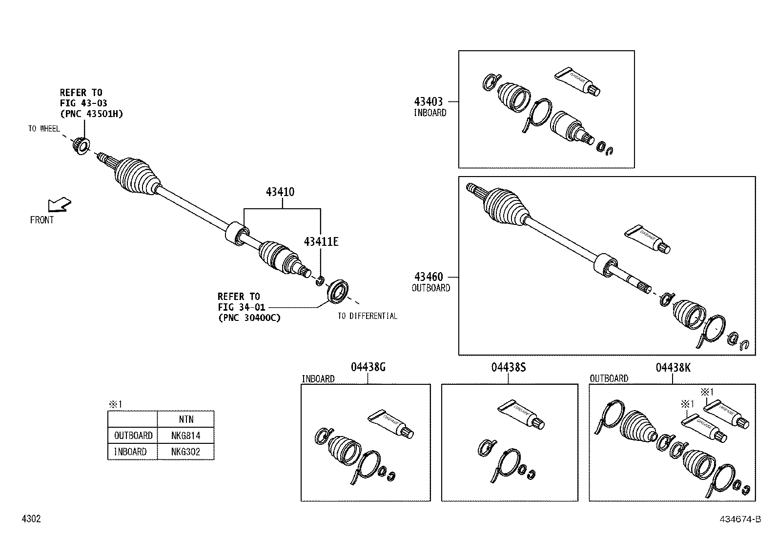 Toyota 04437-BZ090 BOOT KIT, FRONT DRIVE SHAFT INBOARD JOINT, LH