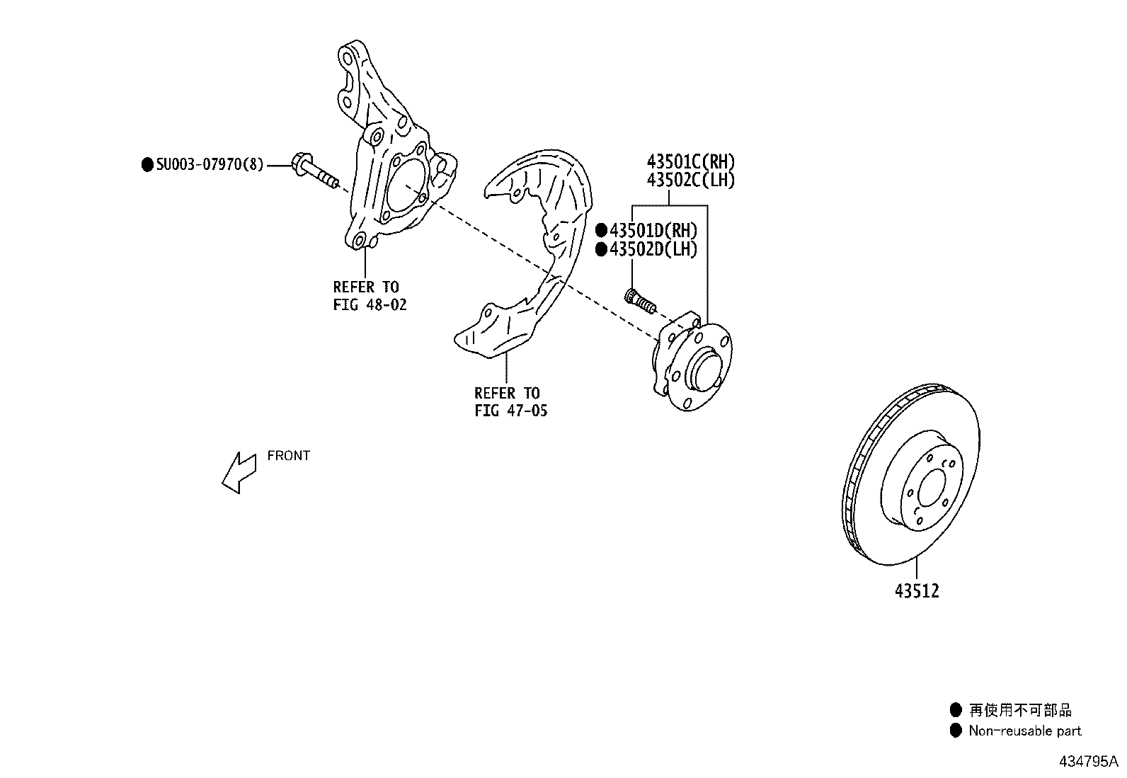 Toyota SU003-08847 HUB SUB-ASSY, FRONT AXLE, RH
