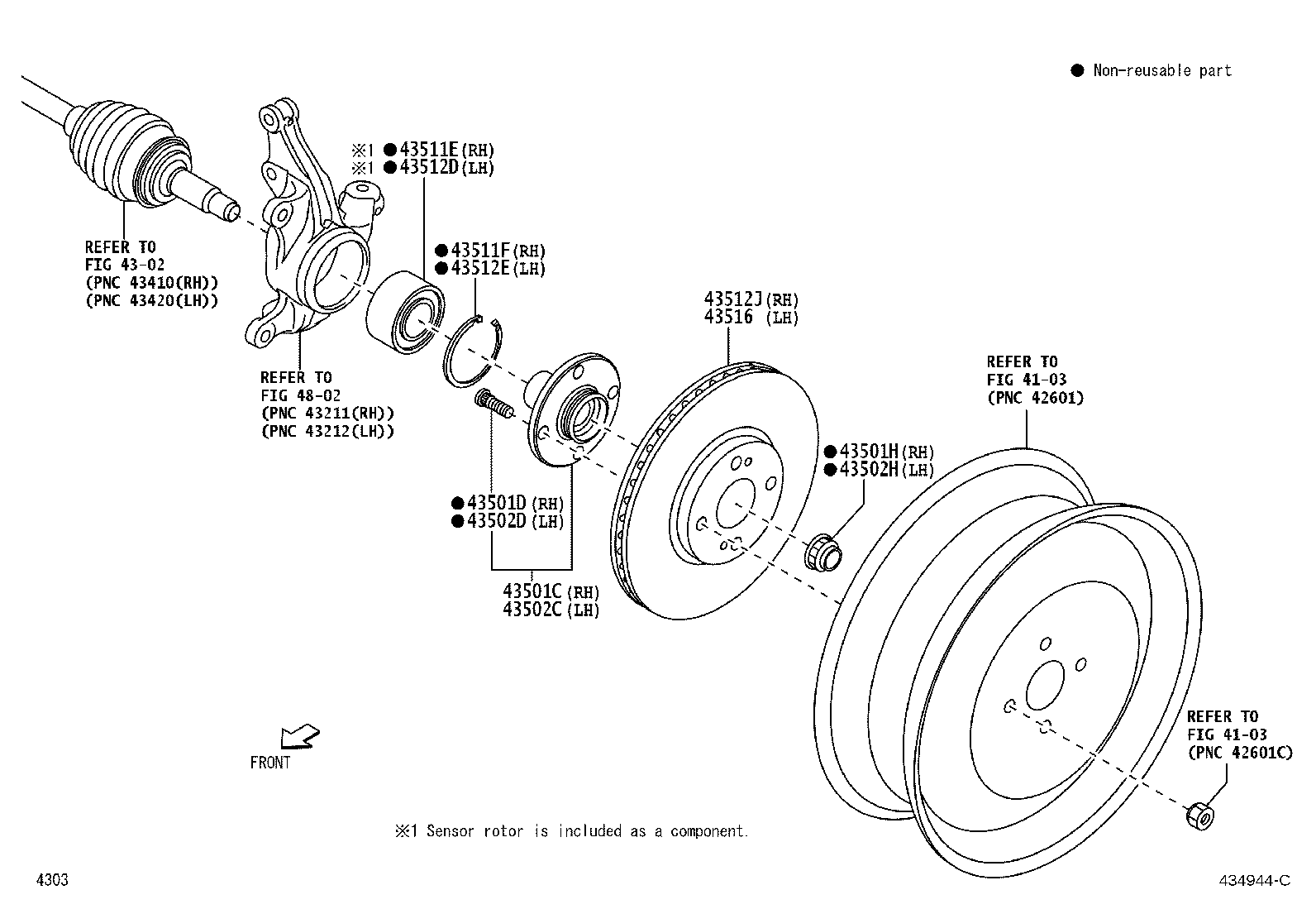 43560-BZ100 BEARING (FOR FRONT AXLE HUB RH) product image