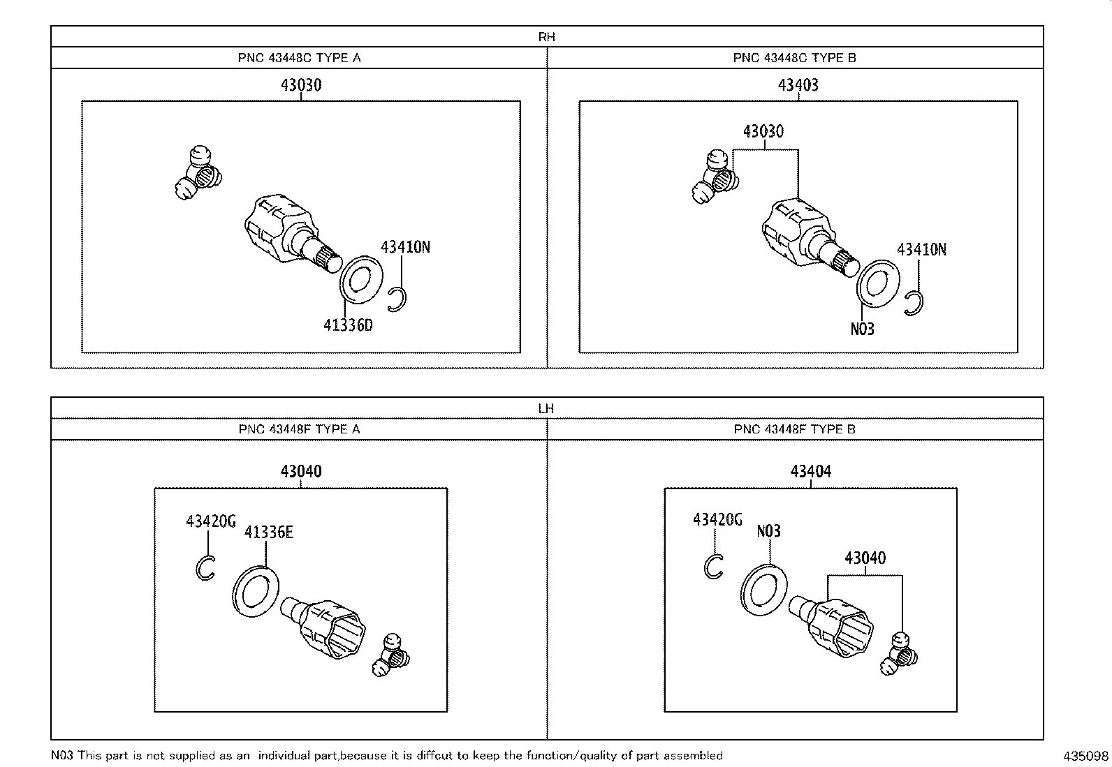 43040-F4090 JOINT ASSY, FRONT DRIVE INBOARD, RH product image