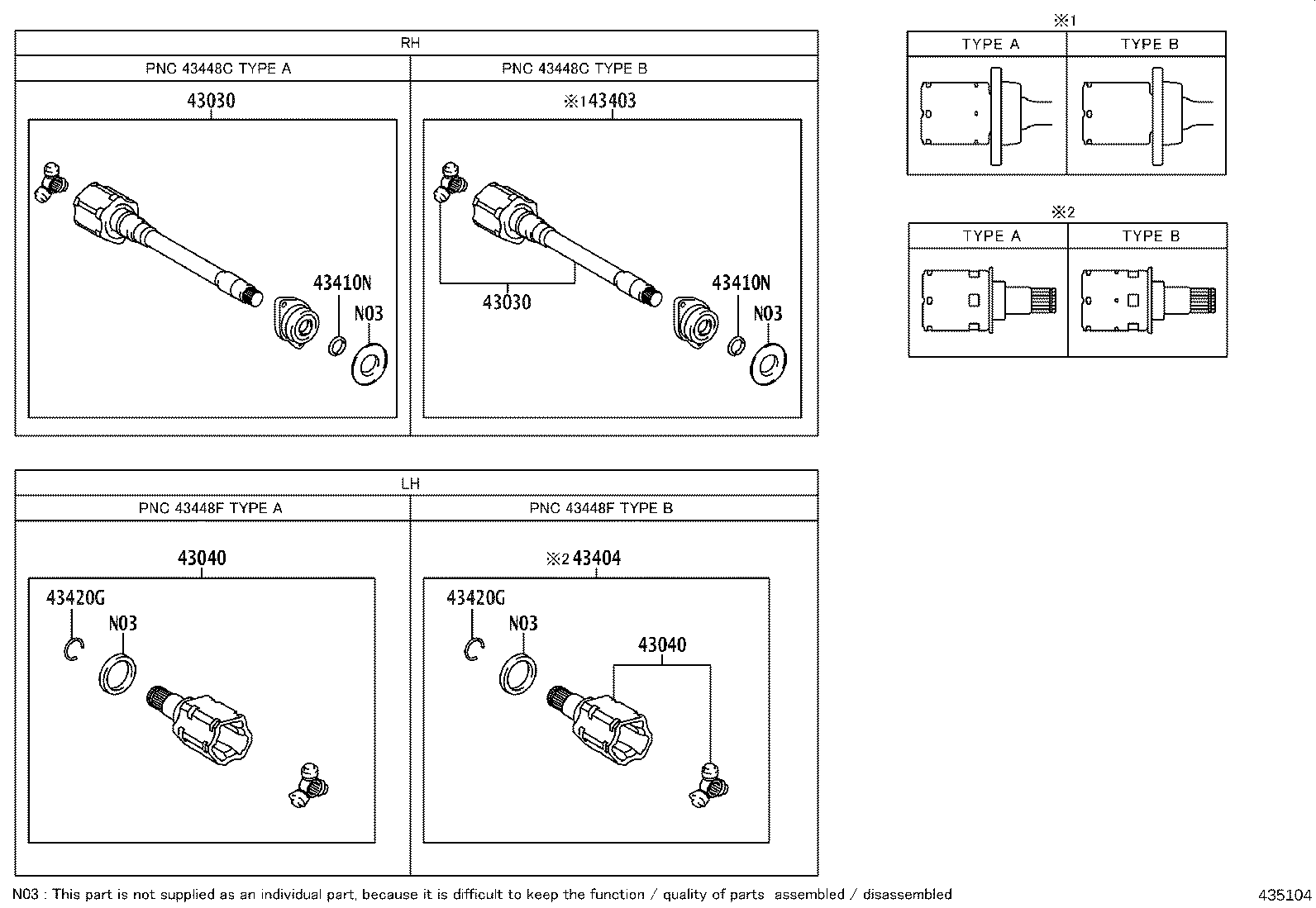 04427-02A32 BOOT KIT, FRONT DRIVE SHAFT, IN & OUTBOARD, RH product image
