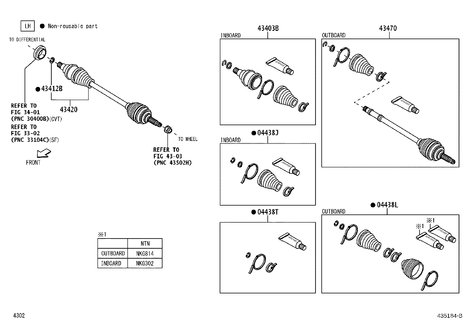 04437-BZ130 BOOT KIT, FRONT DRIVE SHAFT INBOARD JOINT, RH product image