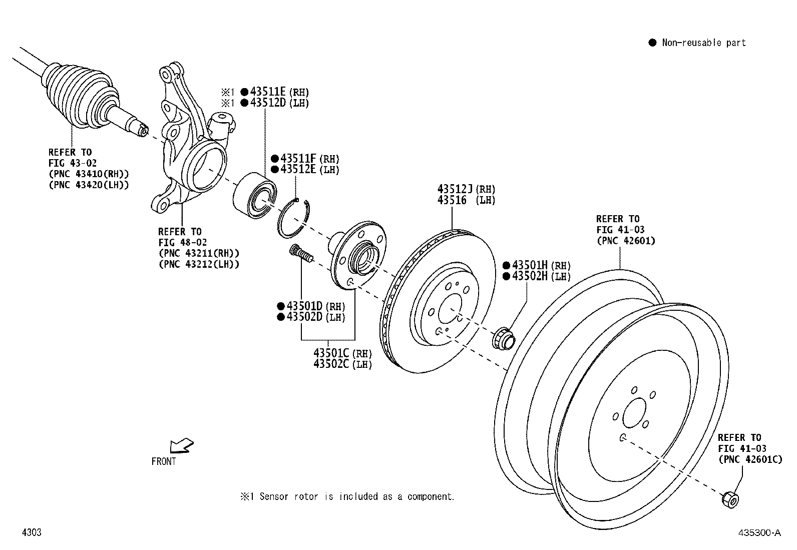 43560-BZ100 BEARING (FOR FRONT AXLE HUB RH) product image