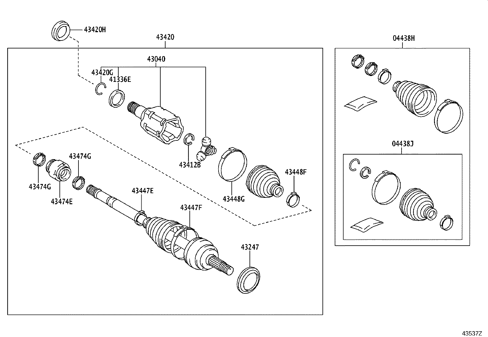 04427-0D562 BOOT KIT, FRONT DRIVE SHAFT, IN & OUTBOARD, RH product image