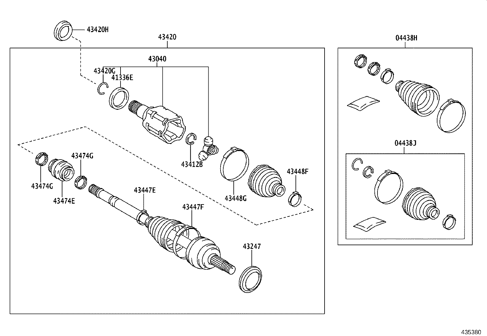 04427-0D562 BOOT KIT, FRONT DRIVE SHAFT, IN & OUTBOARD, RH product image