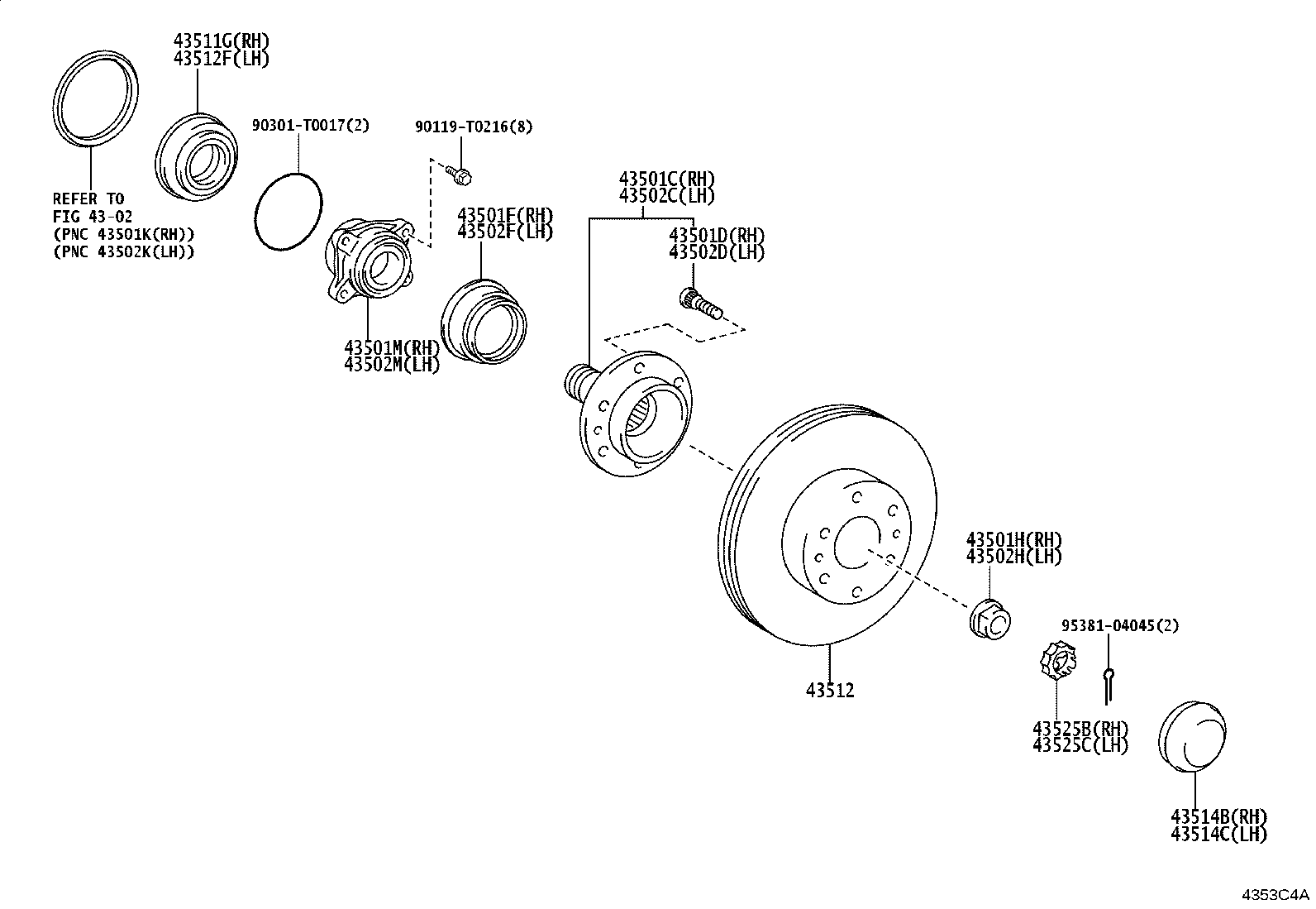 43514-KK010 CAP, FRONT AXLE HUB GREASE, RH product image