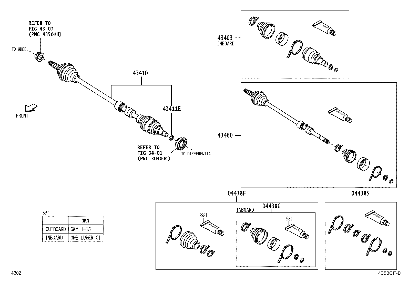 04425-B2305 BOOT KIT, FRONT DRIVE SHAFT, IN & OUTBOARD, RH product image