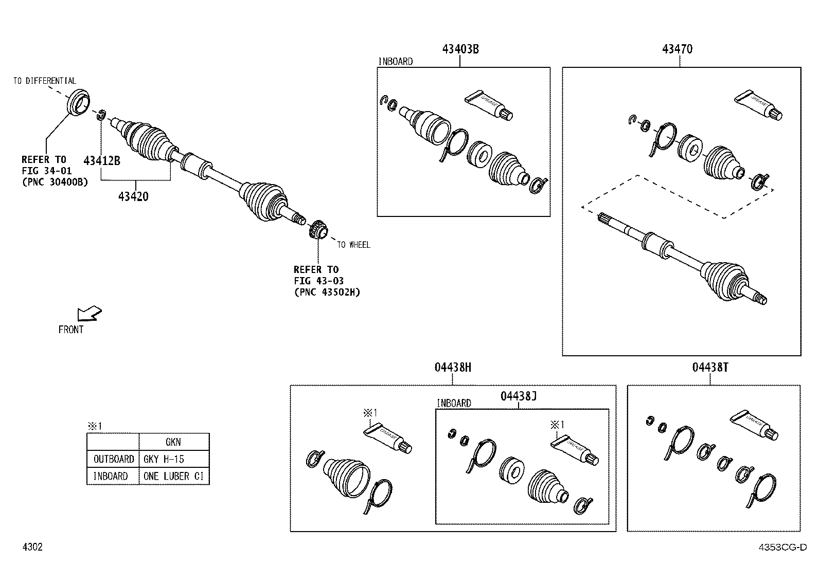 04425-B2305 BOOT KIT, FRONT DRIVE SHAFT, IN & OUTBOARD, RH product image