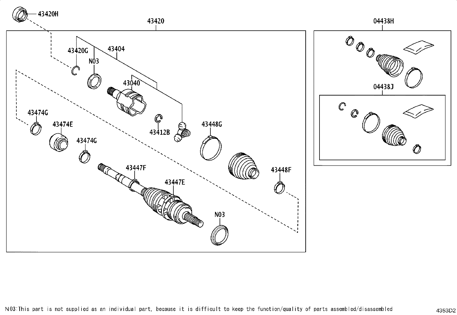 04428-06660 BOOT KIT, FRONT DRIVE SHAFT, IN & OUTBOARD, LH product image
