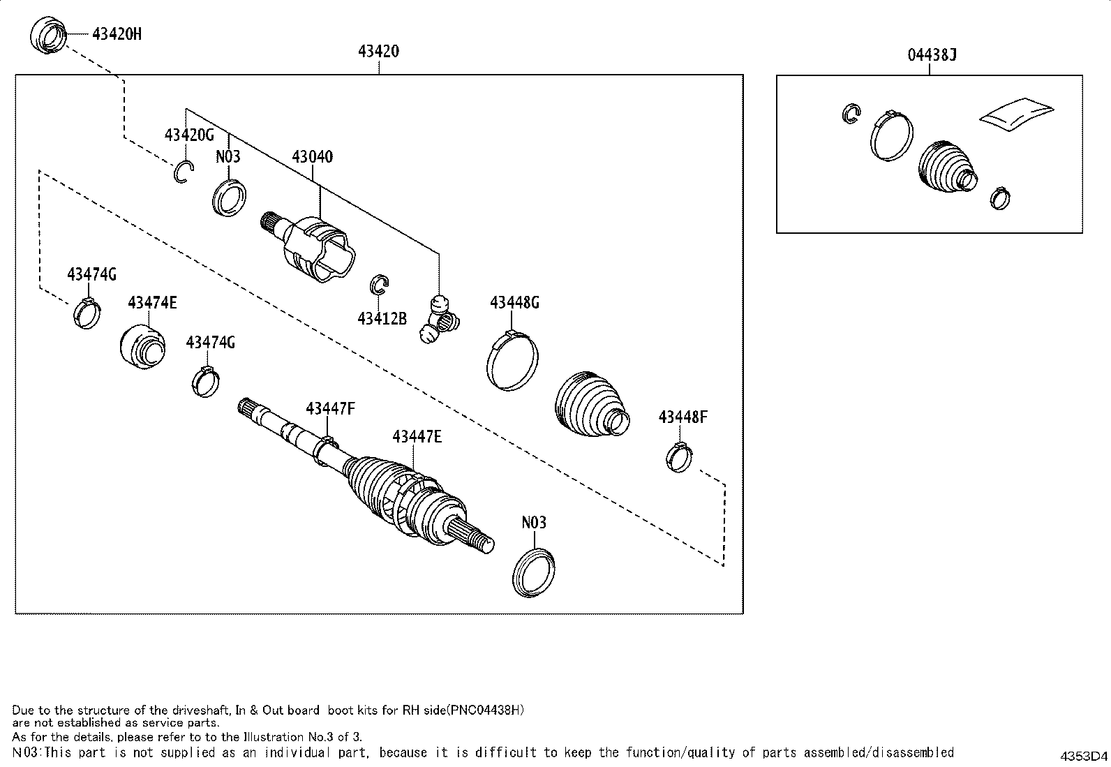 04428-06660 BOOT KIT, FRONT DRIVE SHAFT, IN & OUTBOARD, LH product image