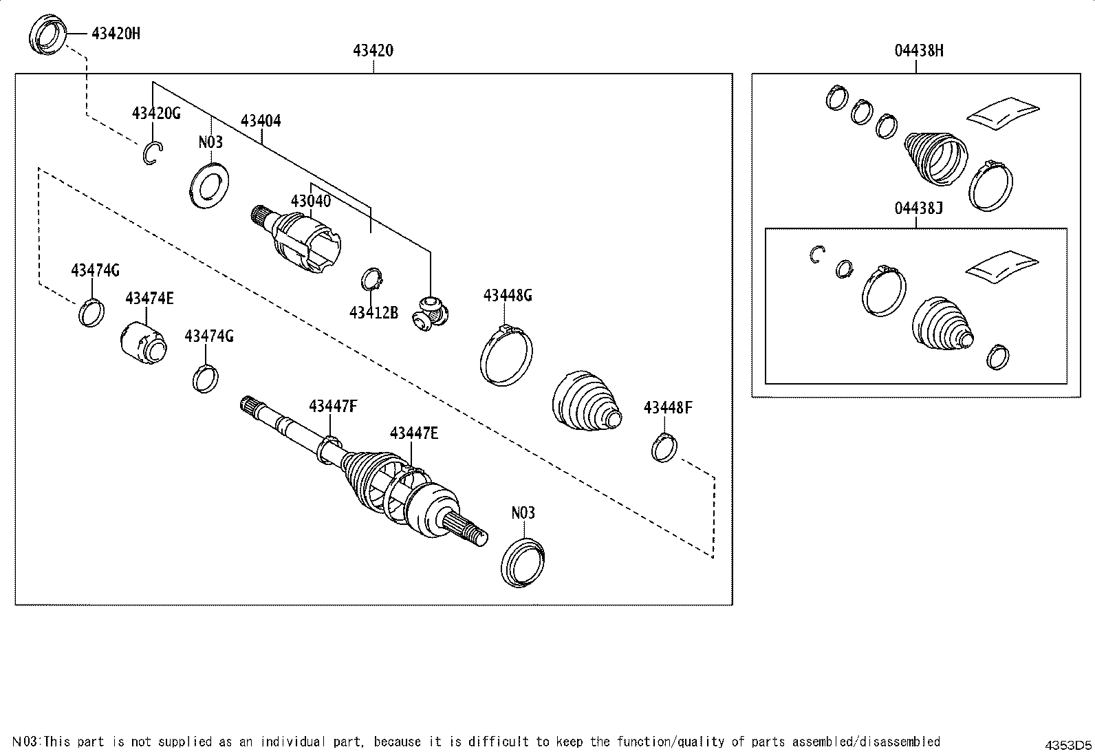 04428-06660 BOOT KIT, FRONT DRIVE SHAFT, IN & OUTBOARD, LH product image