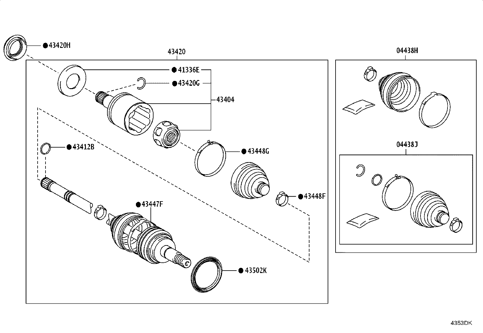 43403-60050 JOINT SET, FRONT AXLE INBOARD, RH product image