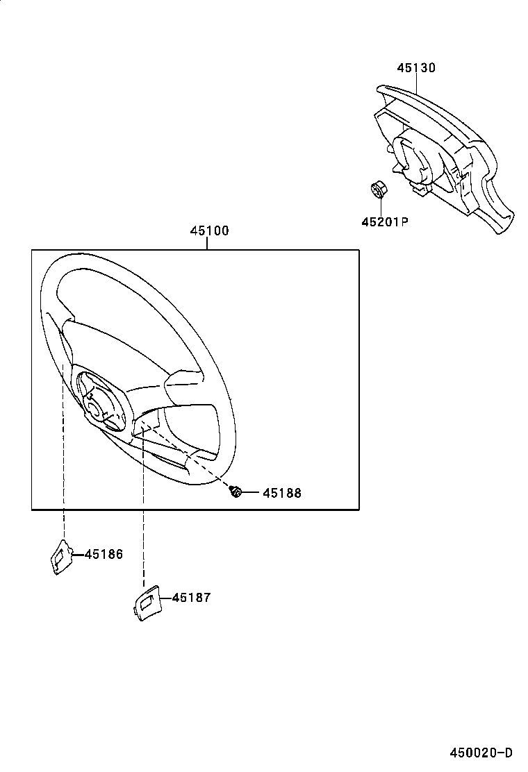 45184-60100-B0 COVER SUB-ASSY, STEERING WHEEL product image