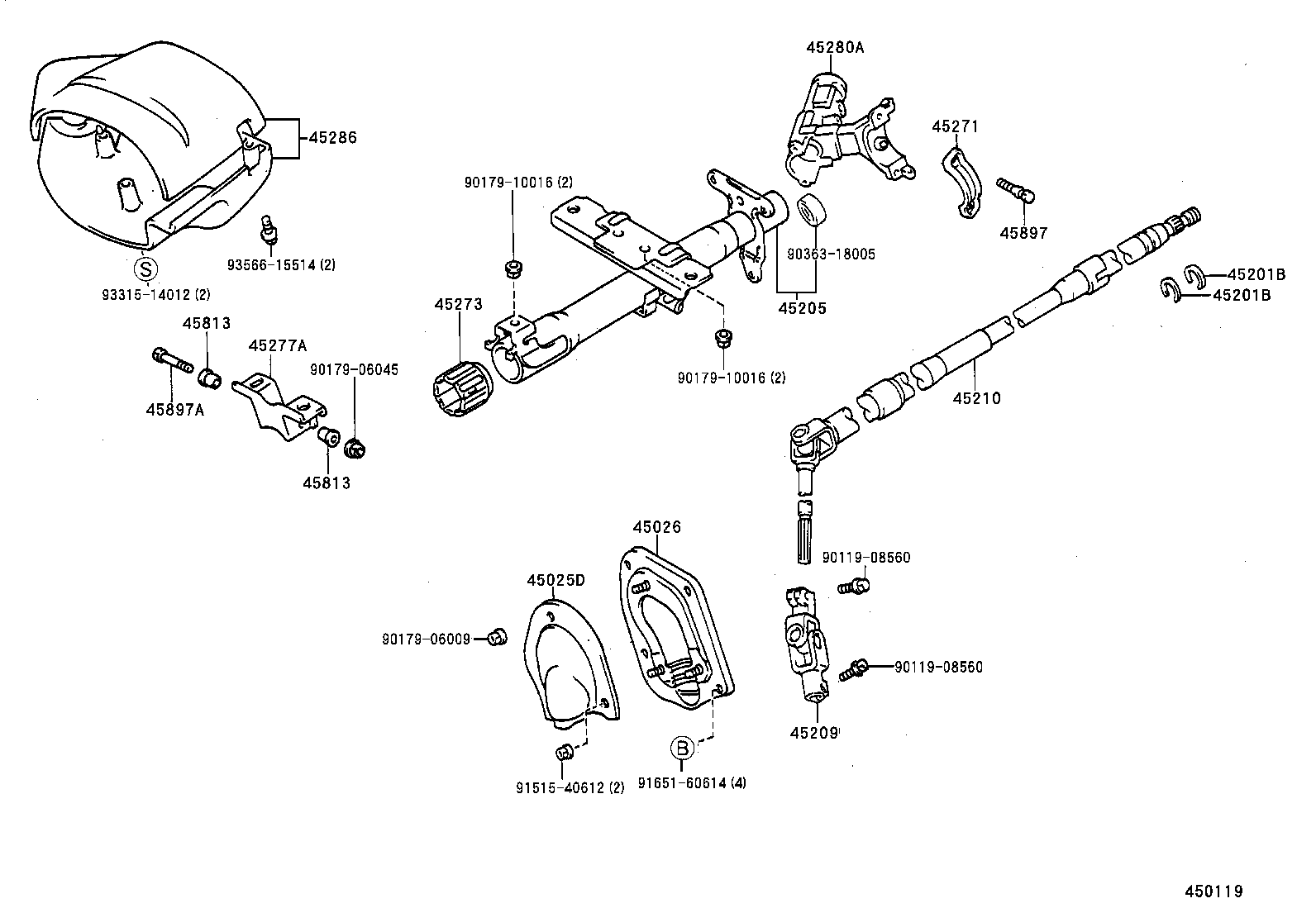 45250-16540 COLUMN ASSY, STEERING product image