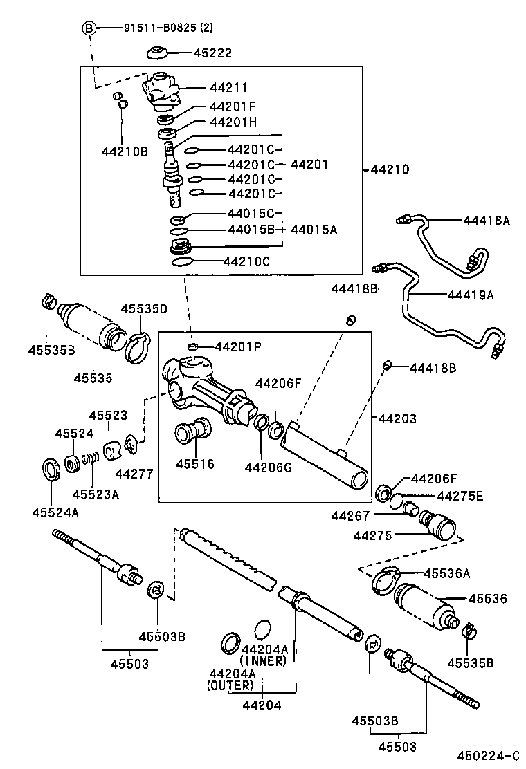 44250-28340 GEAR ASSY, POWER STEERING(FOR RACK & PINION) product image