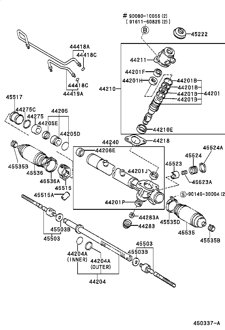 Toyota 44250-07010 GEAR ASSY, POWER STEERING(FOR RACK & PINION)