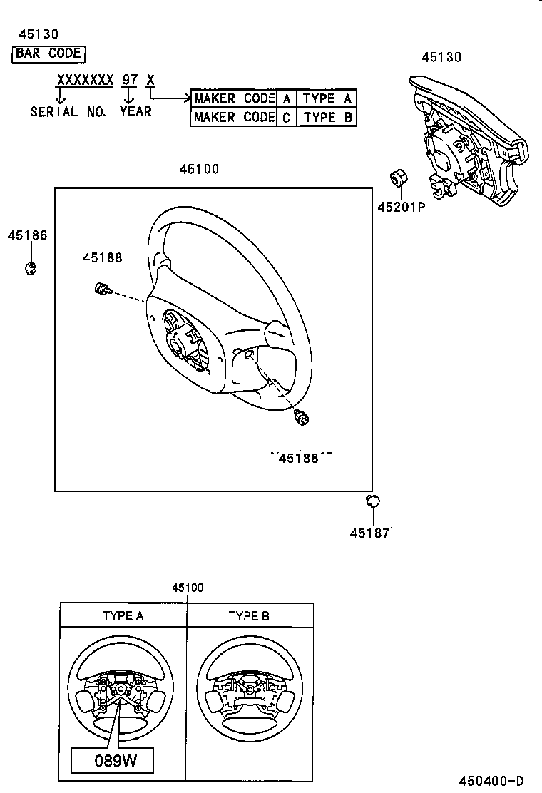 45100-12850-C0 WHEEL ASSY, STEERING product image