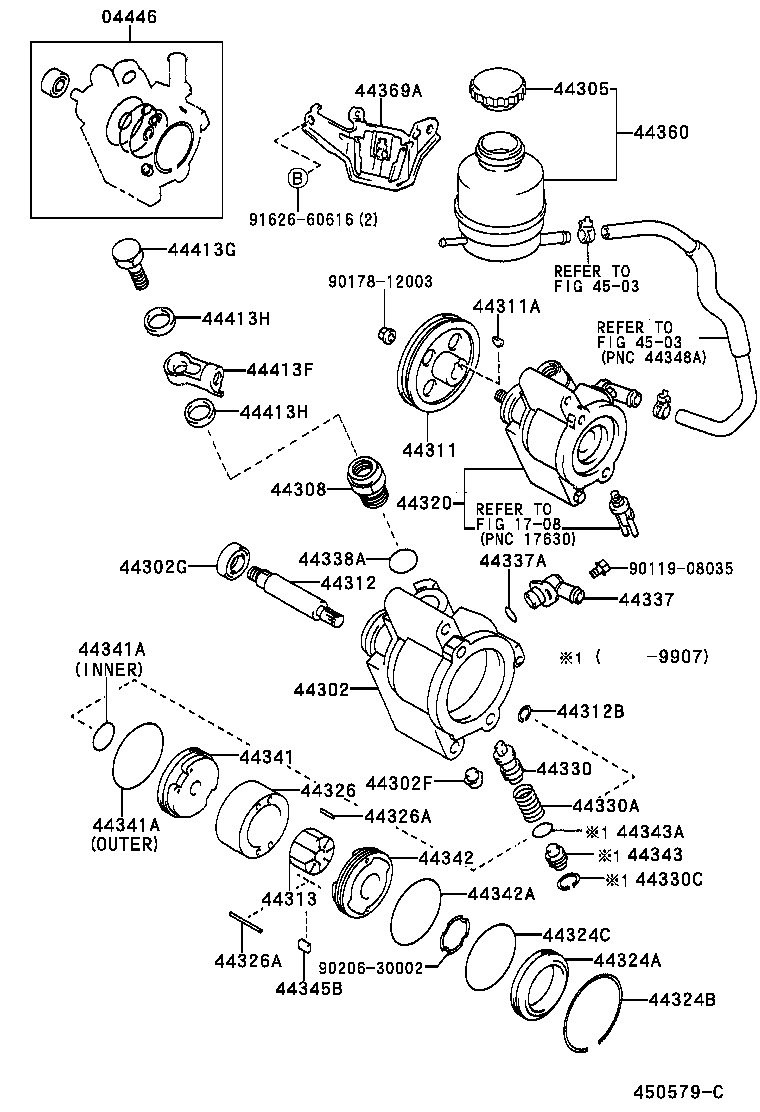 Toyota 04446-20031 GASKET KIT, POWER STEERING PUMP