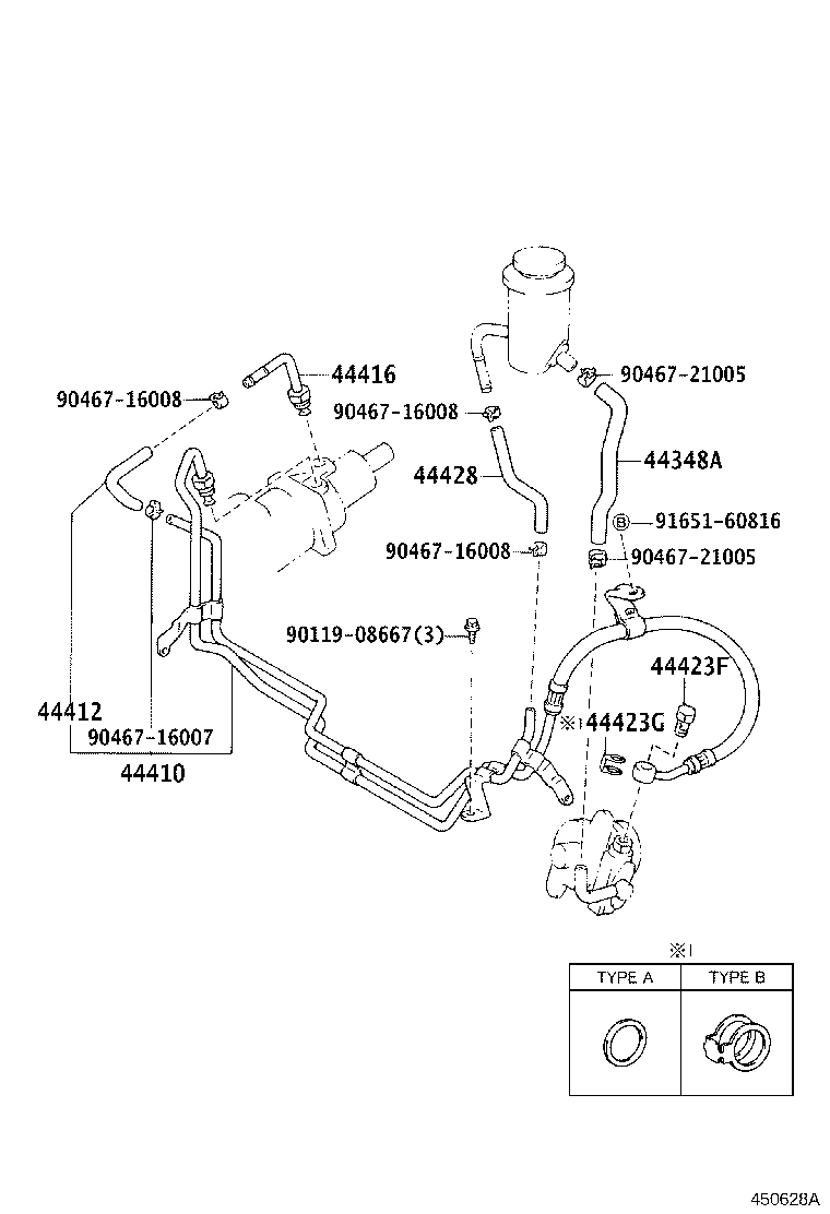 44348-35160 HOSE, OIL RESERVOIR TO PUMP, NO.1 product image